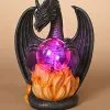 10" Dragon With Lighted Static Magic Ball Decoration