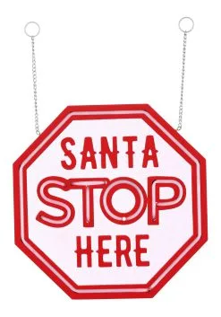 10 Inch LED Santa Stop Here Arrow Sign