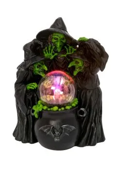 10 Inch Witches & Cauldron With Static Lighted Magic Ball