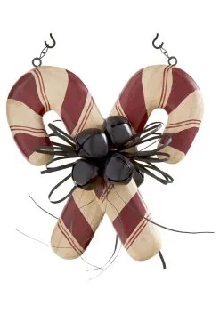 11 Inch Double Candy Canes With Bells Arrow Figure