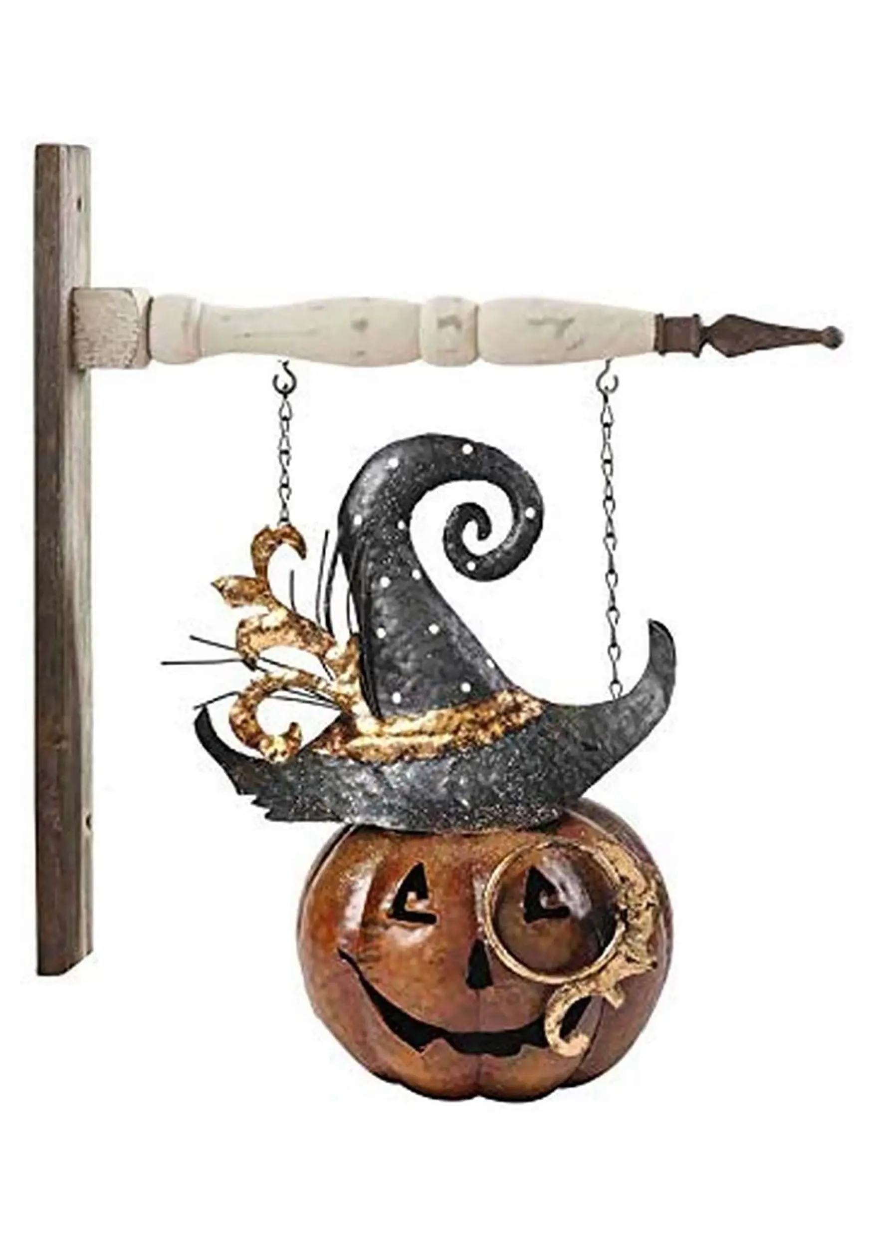 11 Inch Metal Jack O Lantern With Hat Arrow Figure 1 11 Inch Metal Jack O Lantern With Hat Arrow Figure