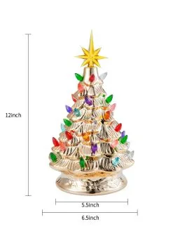 12" Gold Ceramic Christmas Tree Decoration -Halloween Costumes Shop 12 gold ceramic christmas tree alt 4