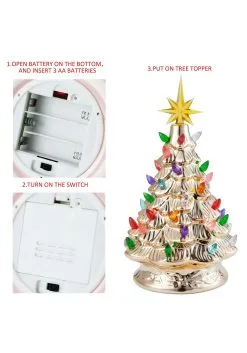 12" Gold Ceramic Christmas Tree Decoration -Halloween Costumes Shop 12 gold ceramic christmas tree alt 5