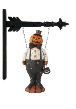 12 Inch Resin Pumpkin Man Arrow Figure
