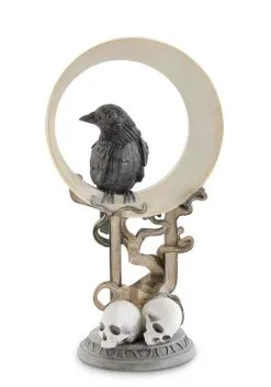 14.25" Crescent Moon With Crow And Skulls