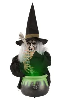 17" Brewing Witch With Black Cauldron -Halloween Costumes Shop 17 h black brewing witch w cauldron alt 3