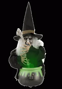 17" Brewing Witch With Black Cauldron -Halloween Costumes Shop 17 h black brewing witch w cauldron alt 4