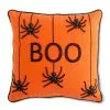 18 Inch Orange Square Beaded BOO Pillow With Spiders