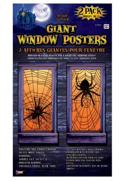 2 Pack Window Posters Giant Spider Decoration