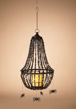 25" Black Chandelier W/ Spiders, Remote & Candle