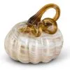 3.25" Cream & Gold Swirl Glass Pumpkin