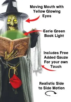 5 Ft Animated Spell-Speaking Witch Decoration -Halloween Costumes Shop 5 ft animated spell speaking witch alt 2