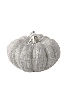 5" Silver Metallic Textured Ceramic Pumpkin