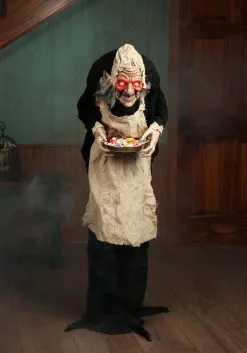 5 Foot Animatronic Greeter Old Lady Hag Decoration -Halloween Costumes Shop 5ft animated greeter old lady hag decoration alt 5