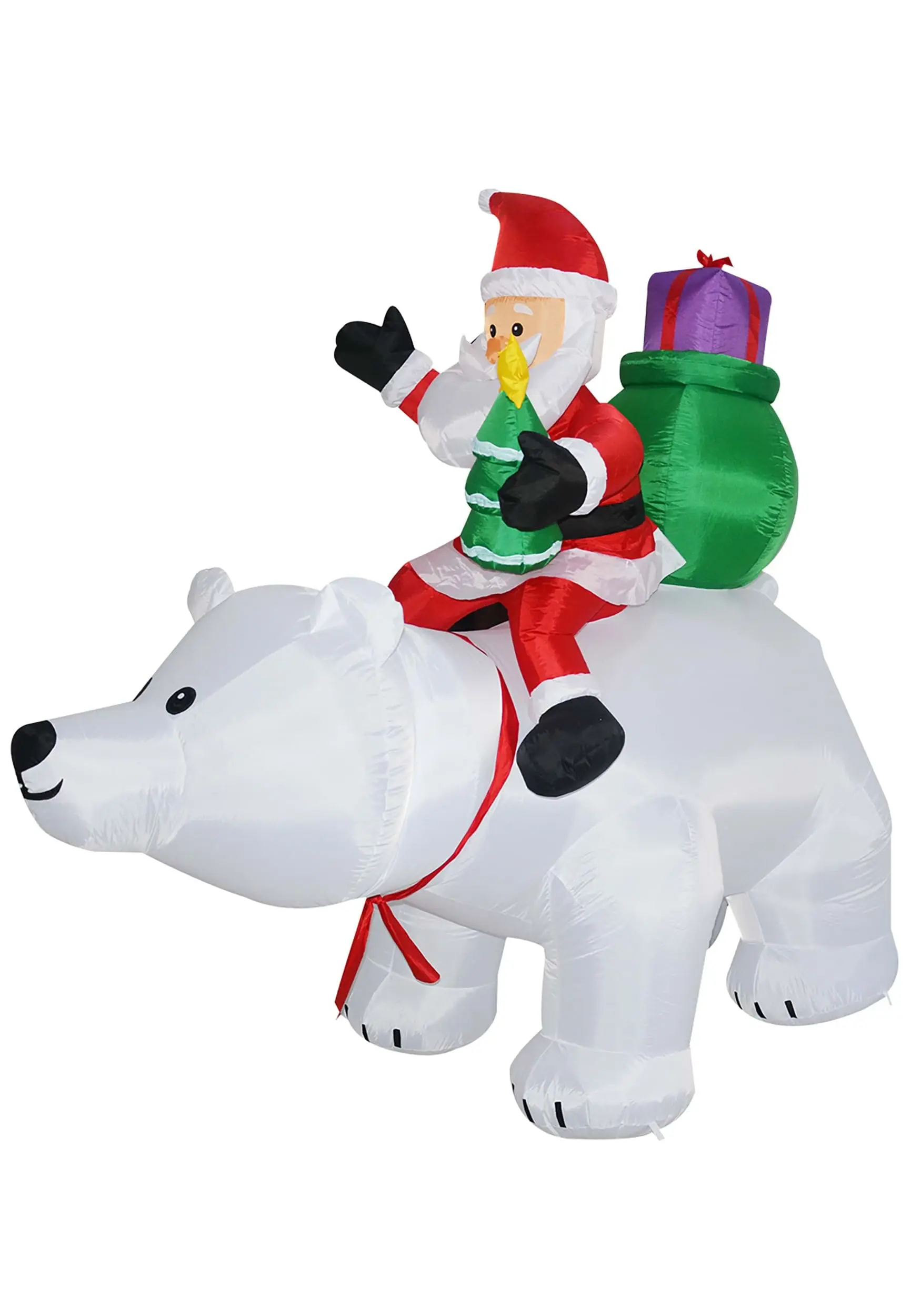 Animated 6FT Polar Bear With Santa Inflatable Decoration 1 Animated 6FT Polar Bear With Santa Inflatable Decoration