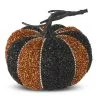 6" Black & Orange Tinsel Pumpkin