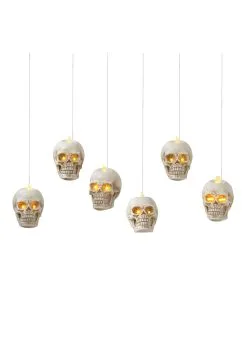 6 Lighted Hanging Skulls Decoration W/ Remote Control
