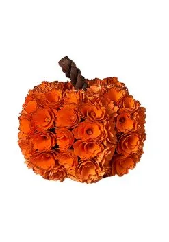 Wood Rose Harvest Pumpkin - 7.5"H