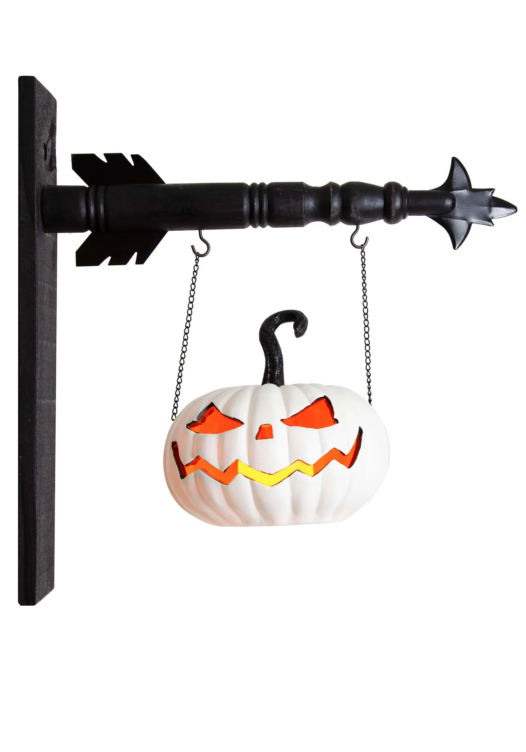 7 Inch White Resin LED Jack O Lantern Arrow Figure 1 7 Inch White Resin LED Jack O Lantern Arrow Figure