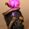 8" Skull & Snake W/ Static Lighted Magic Ball Decoration