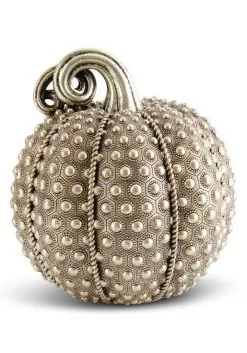 9.75" Antique Gold Rivet Textured Pumpkin