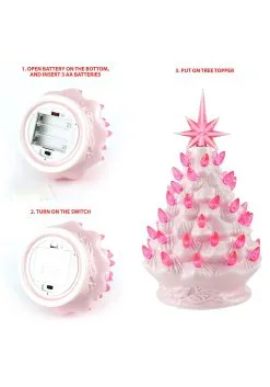 Pink Ceramic 10" Christmas Tree Decoration -Halloween Costumes Shop 9 inch pink ceramic christmas tree decoration alt 5