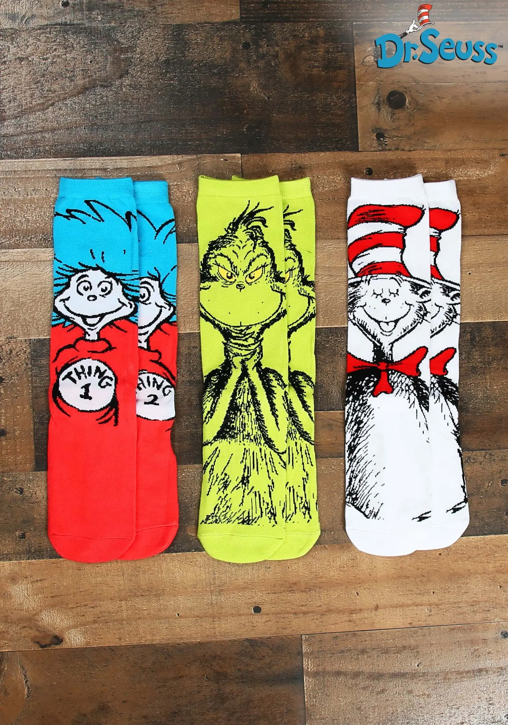 Dr. Seuss Characters Crew Sock Set Adult 3 Pairs 1 Dr. Seuss Characters Crew Sock Set Adult 3 Pairs
