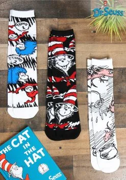 The Cat In The Hat Adult Crew Sock Set