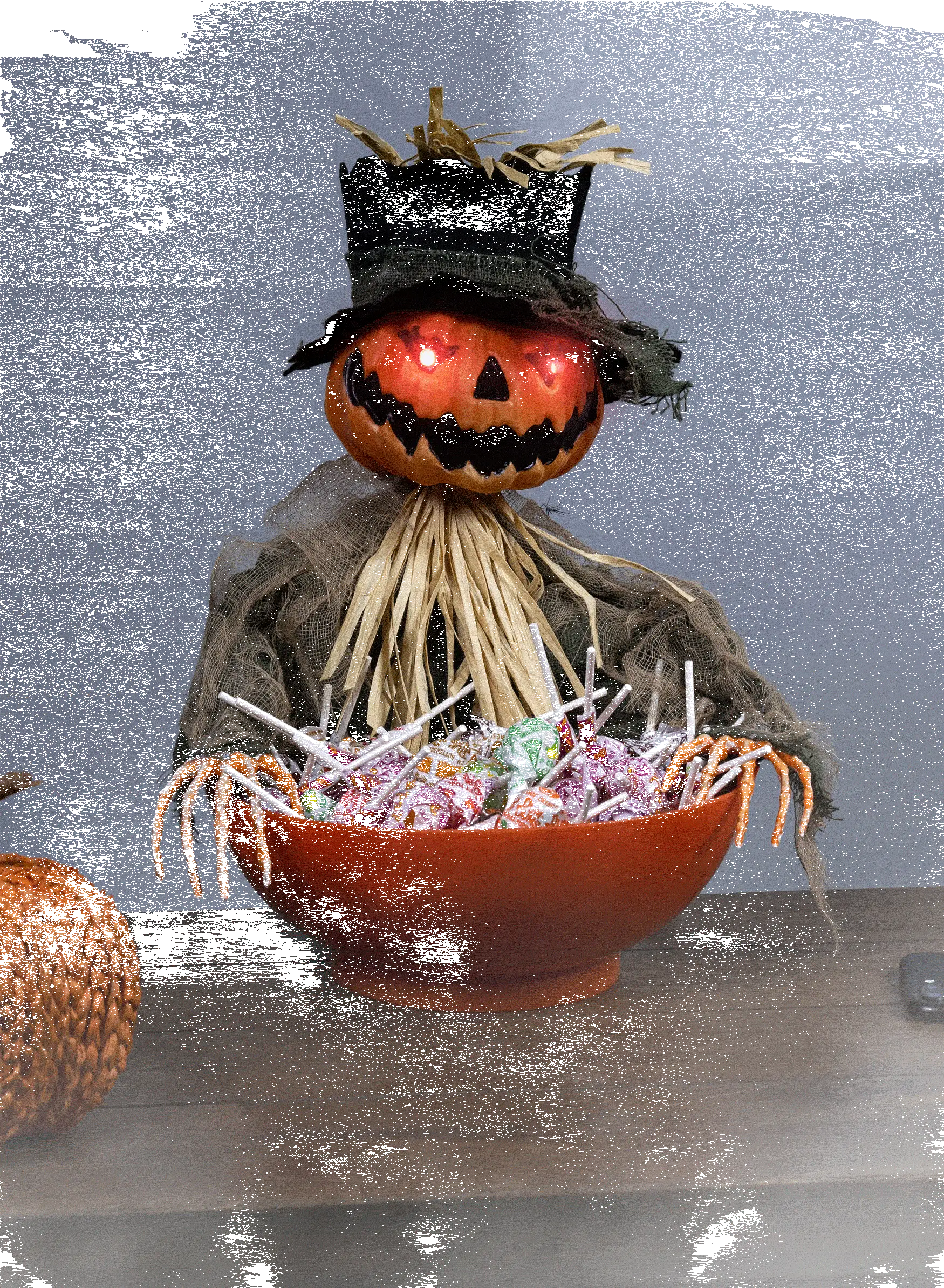 Animated Candy Bowl With Light Up Pumpkin Scarecrow 1 Animated Candy Bowl With Light Up Pumpkin Scarecrow