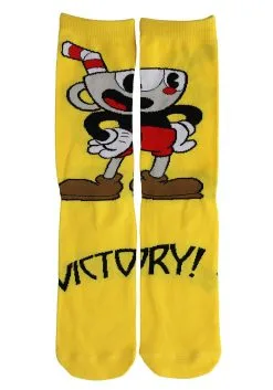 Cuphead | Victory! Crew Socks -Halloween Costumes Shop cuphead victory crew socks alt 2