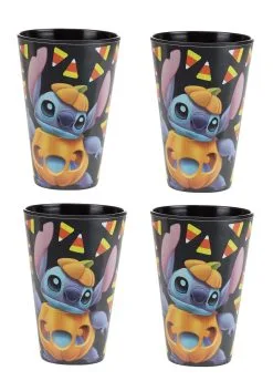 Adult Disney Stitch Jack O'Lantern Black Tumblers Set Of 4