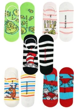 Dr. Seuss No Show Sock Set Adult 5 Pairs -Halloween Costumes Shop dr seuss adult 5 pair no show sock set alt 7