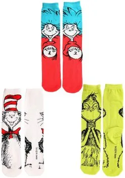 Dr. Seuss Characters Crew Sock Set Adult 3 Pairs 11 Dr. Seuss Characters Crew Sock Set Adult 3 Pairs -Halloween Costumes Shop dr seuss characters adult crew socks 3 pack alt 5