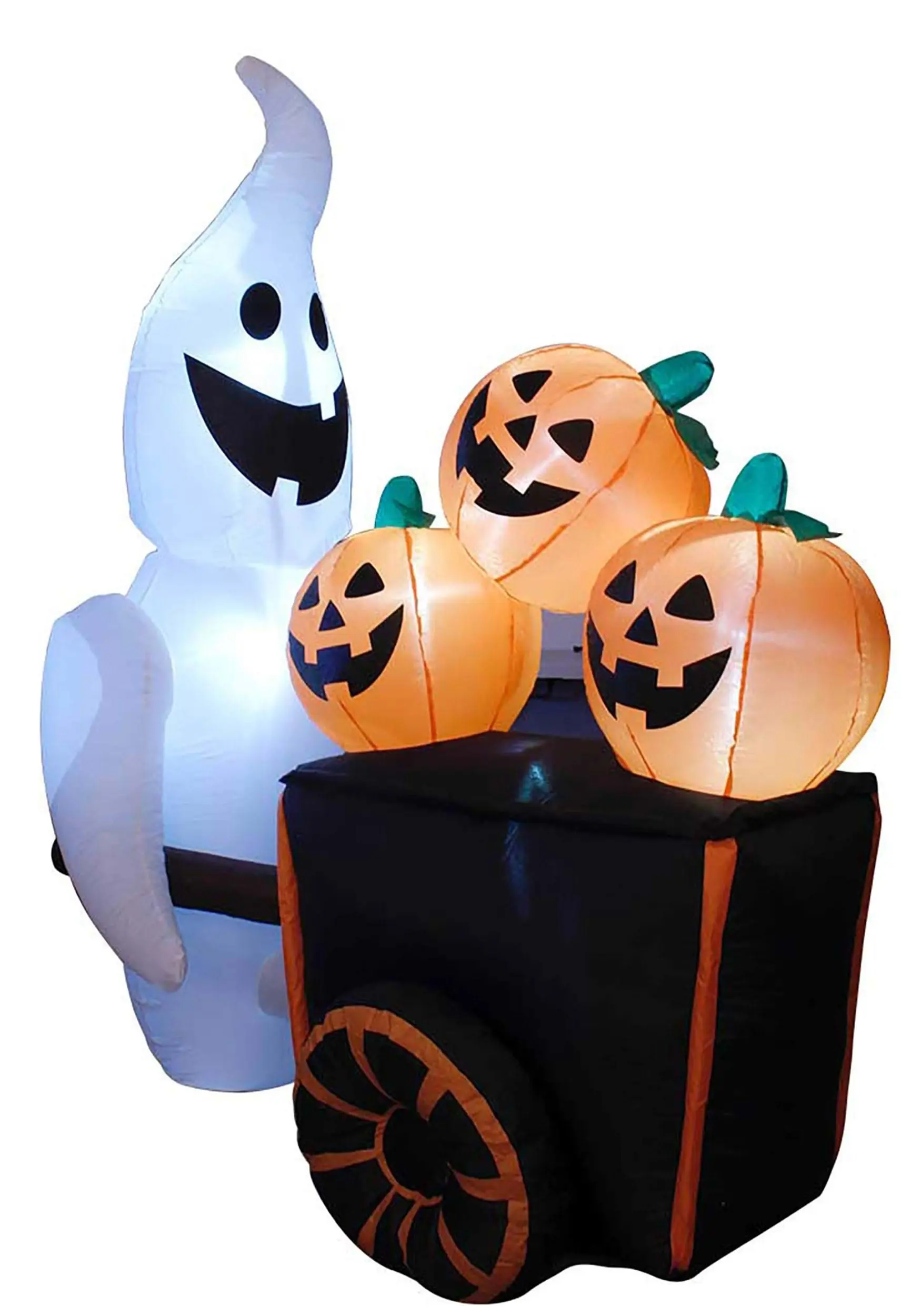 Inflatable 6ft Pumpkin Vendor Ghost 2 Inflatable 6ft Pumpkin Vendor Ghost - Image 2