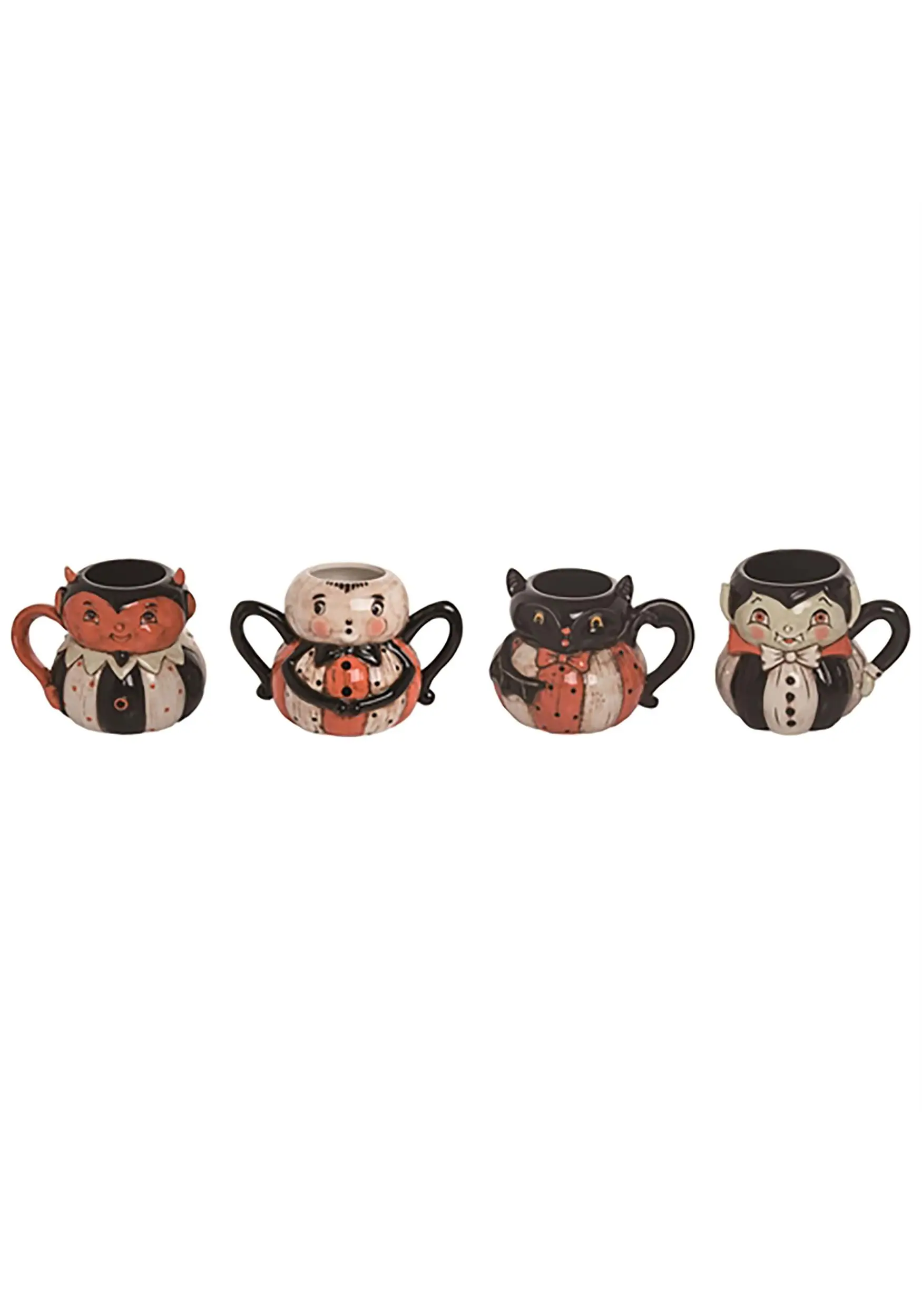 Johanna Parker Bat, Spider, Cat, And Vampire Mug Set 1 Johanna Parker Bat, Spider, Cat, And Vampire Mug Set