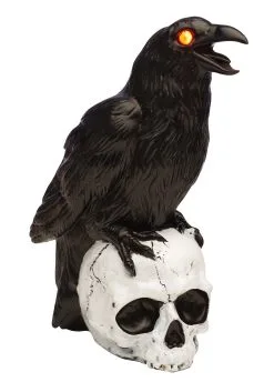 Light Up Raven On A Skull Decor