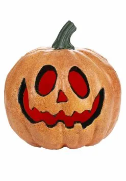 Light Up Happy Pumpkin With Red Lights Decoration 7 Light Up Happy Pumpkin With Red Lights Decoration -Halloween Costumes Shop pumpkin w red light shining2 alt 3