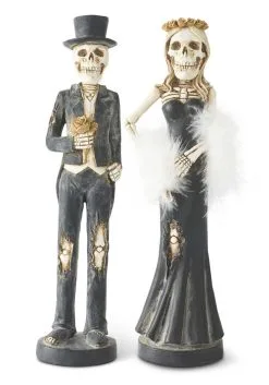 Resin Skeleton Man And Lady Tapered Candlesticks