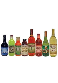 8 Scary Bottle Labels Set