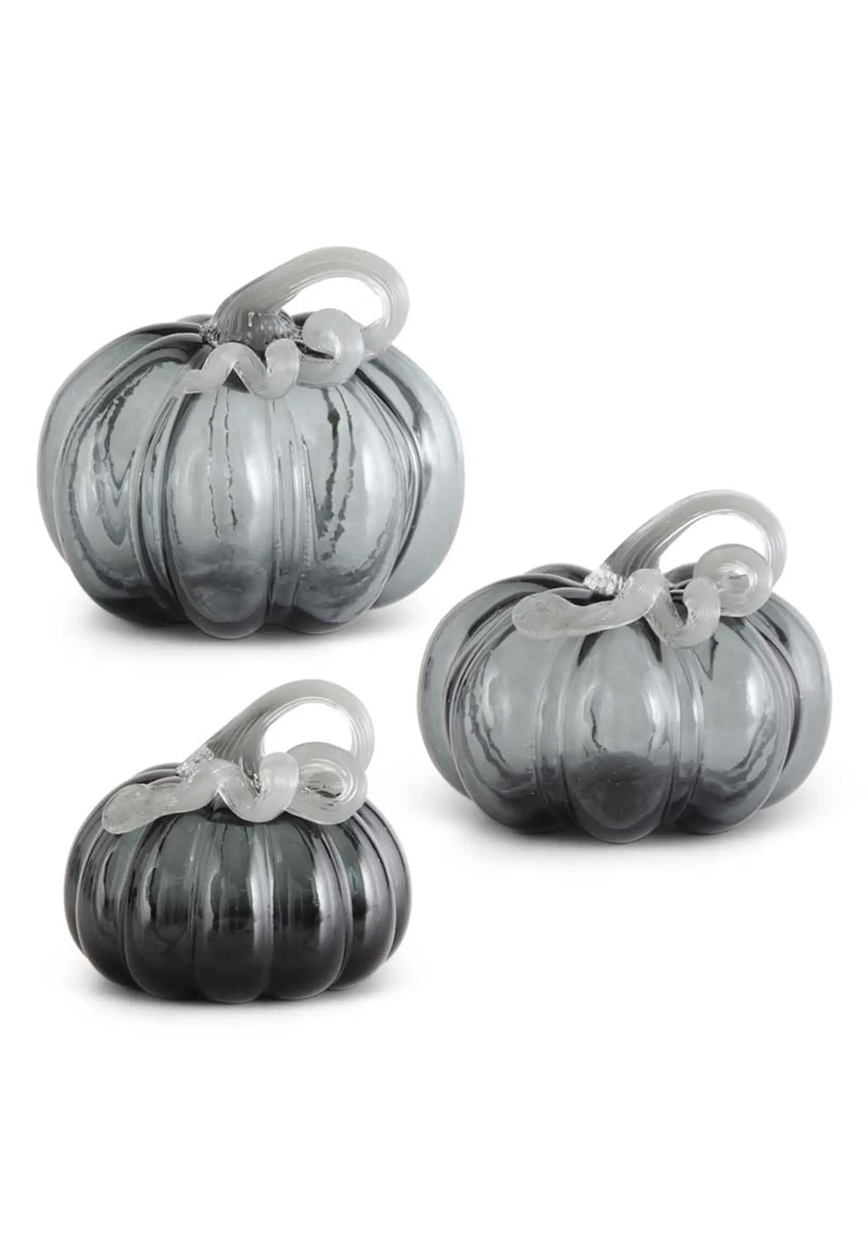 Gray Glass Pumpkins Set Of 3 1 Gray Glass Pumpkins Set Of 3