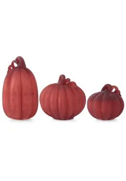 Set Of 3 Red Mercury LED Glass Pumpkins