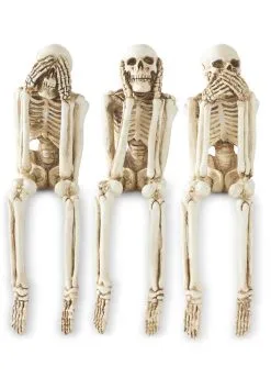 Set Of 3 Hear No Evil, See No Evil, Speak No Evil Skeletons