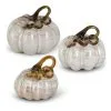 Set Of 3 White & Gold Glass Pumpkins