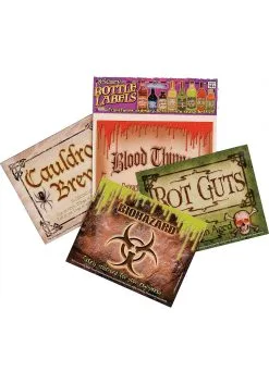 8 Scary Bottle Labels Set -Halloween Costumes Shop set of 8 scary bottle labels alt 2