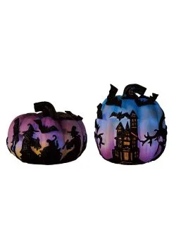 Set Of Light Up Halloween Witch Pumpkins