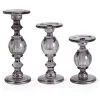 Gray Transparent Set Of 3 Glass Candleholders