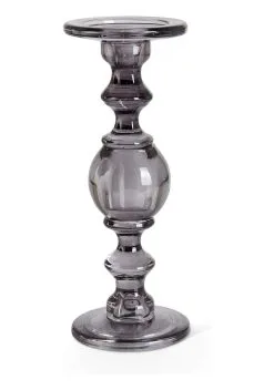 Gray Transparent Set Of 3 Glass Candleholders -Halloween Costumes Shop set of three gray transparent glass candleholders alt 3