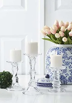 3 Pack Short Glass Candleholders -Halloween Costumes Shop set of three short glass candleholders alt 3