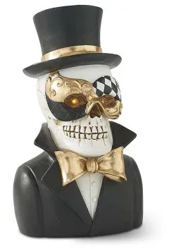 Set Of Two Resin Masquerade Skeleton Busts -Halloween Costumes Shop set of two resin masquerade skeleton busts alt 2