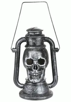 Silver Skull Lamp With 3 Color LED Light Up Eyes -Halloween Costumes Shop silver skull lamp w 3color led light alt 2
